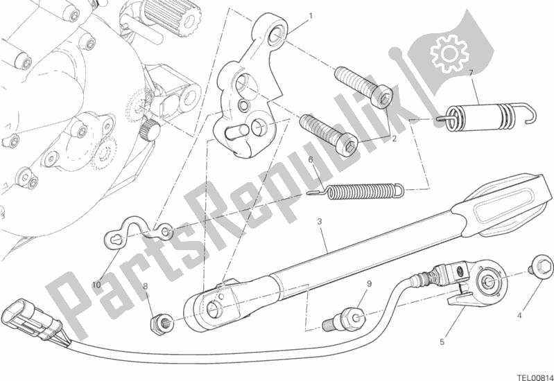 All parts for the Side Stand of the Ducati Monster 821 Thailand 2016